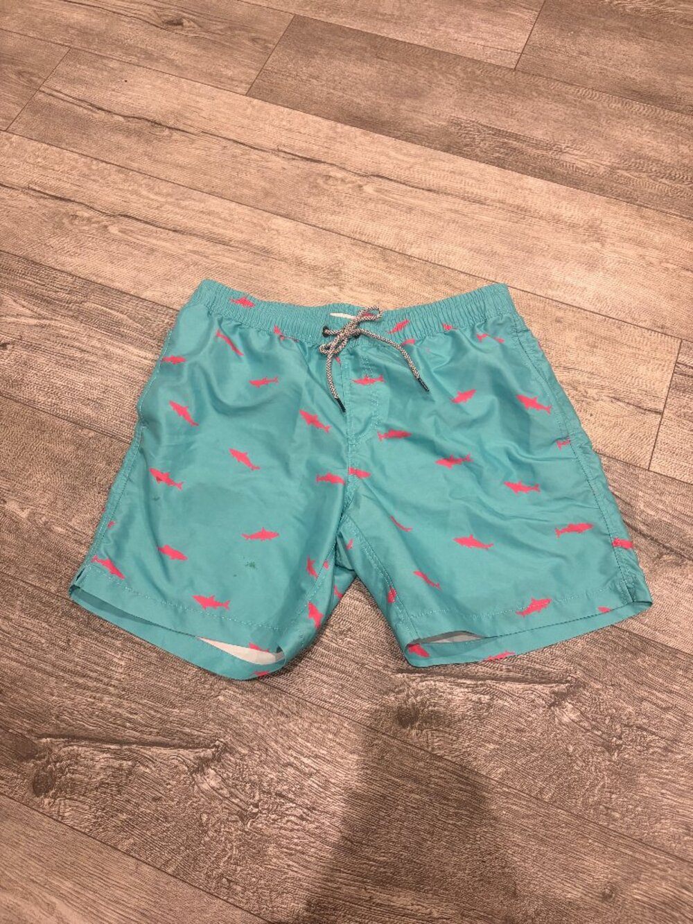 Maamgic Men's Large Bathing Suit Swim Trunks Bottoms Baby Blue and Pink Sharks